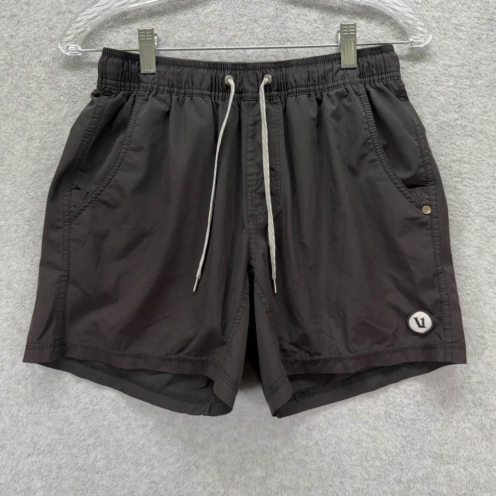 Vuori Men's Black Athletic Shorts with White Drawstring